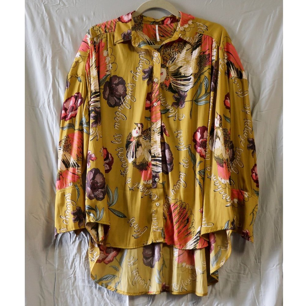 Free People floral flowy button down XS